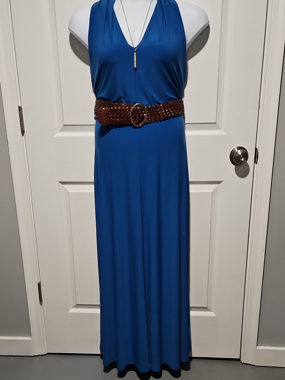 Sapphire Blue Halter Maxi Dress